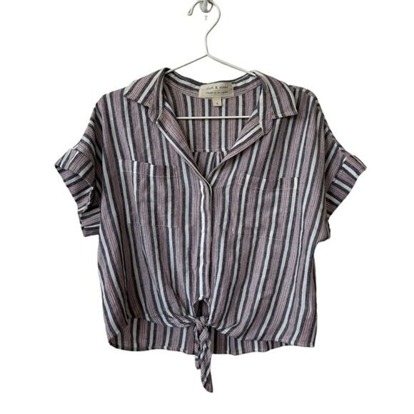 Anthropologie Cloth & Stone Linen Stripe Shirt size Small - Picture 1 of 10